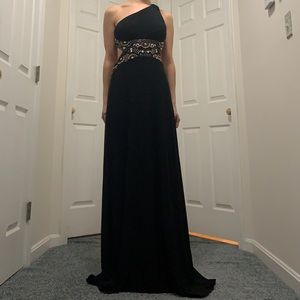 Black detailed and beaded prom dress